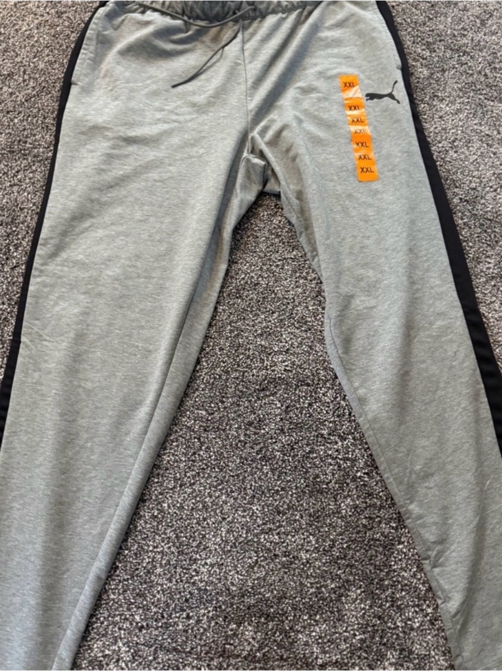 Puma Light Gray Joggers with Black Side Stripes